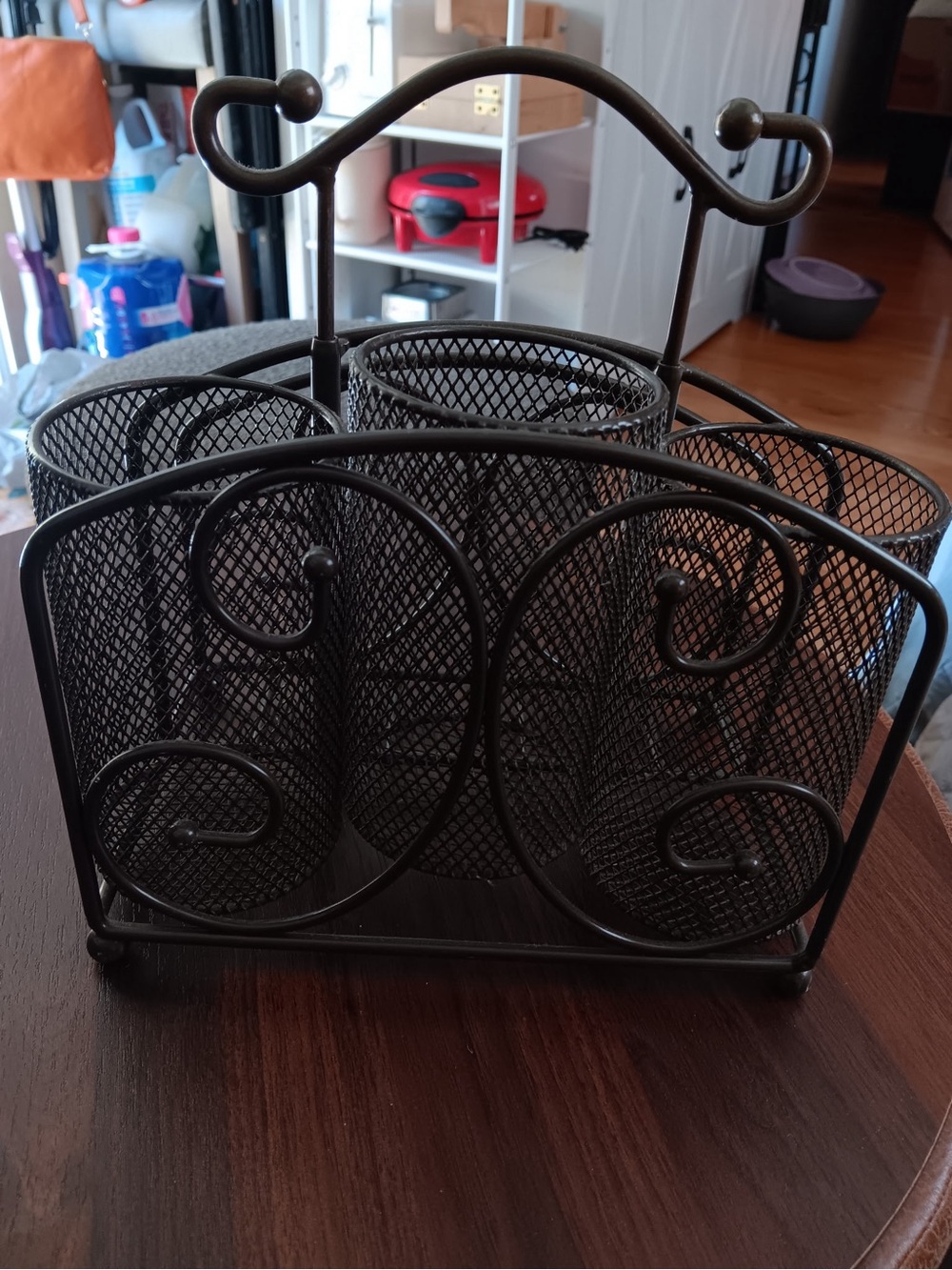 Princess House Black Metal Mesh Utensil & Condiment Caddy with Handle